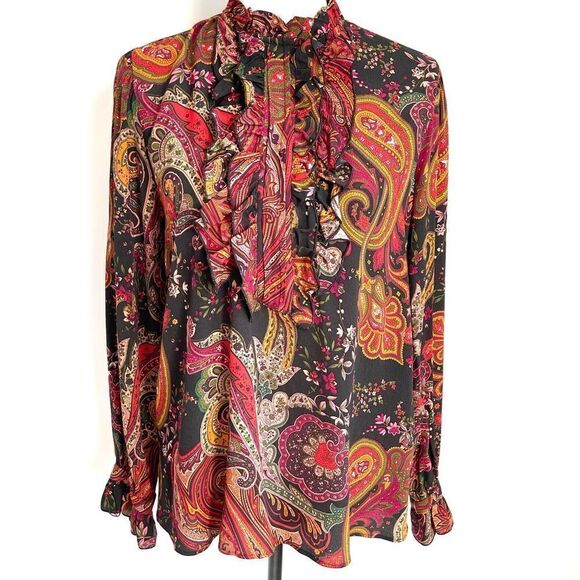 Zara Long Sleeve Floral Piasley Print Blouse - Picture 1 of 7